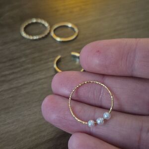 3/$12 💥 Gold Plated Stackable Set | Minimalist Twist, Pearl & Band Rings Gift